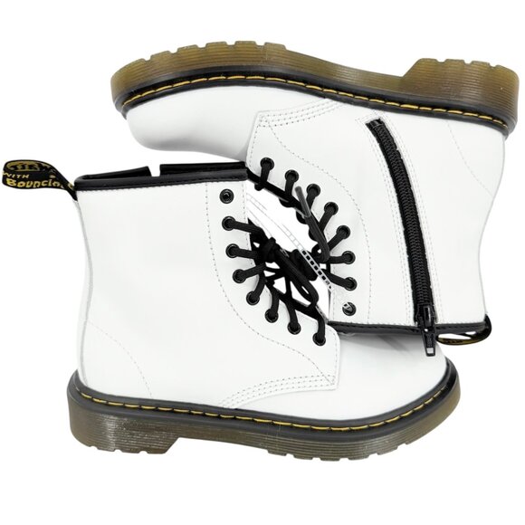 Dr. Martens Girls White Leather Boots Size 3 US With Zipper & Lace Closure NWOB - Picture 2 of 12